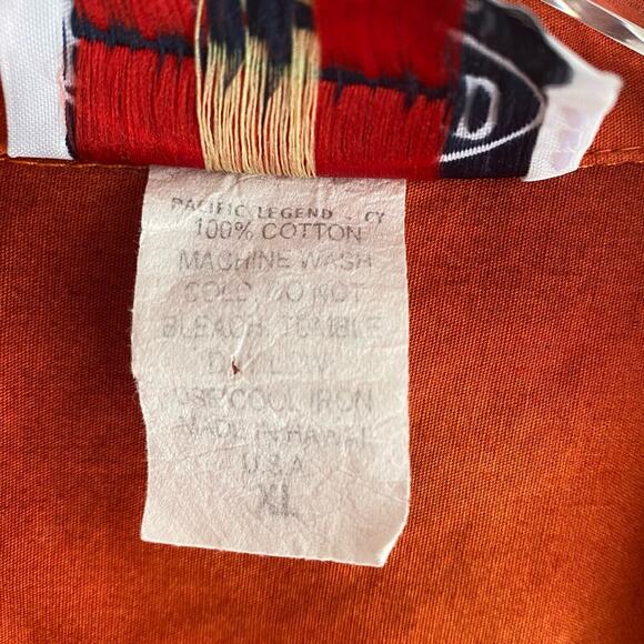 VTG Pacific Legend Hawaiian Shirt Men's XL Orange Motorcycle Palm Made in Hawaii - Picture 5 of 7